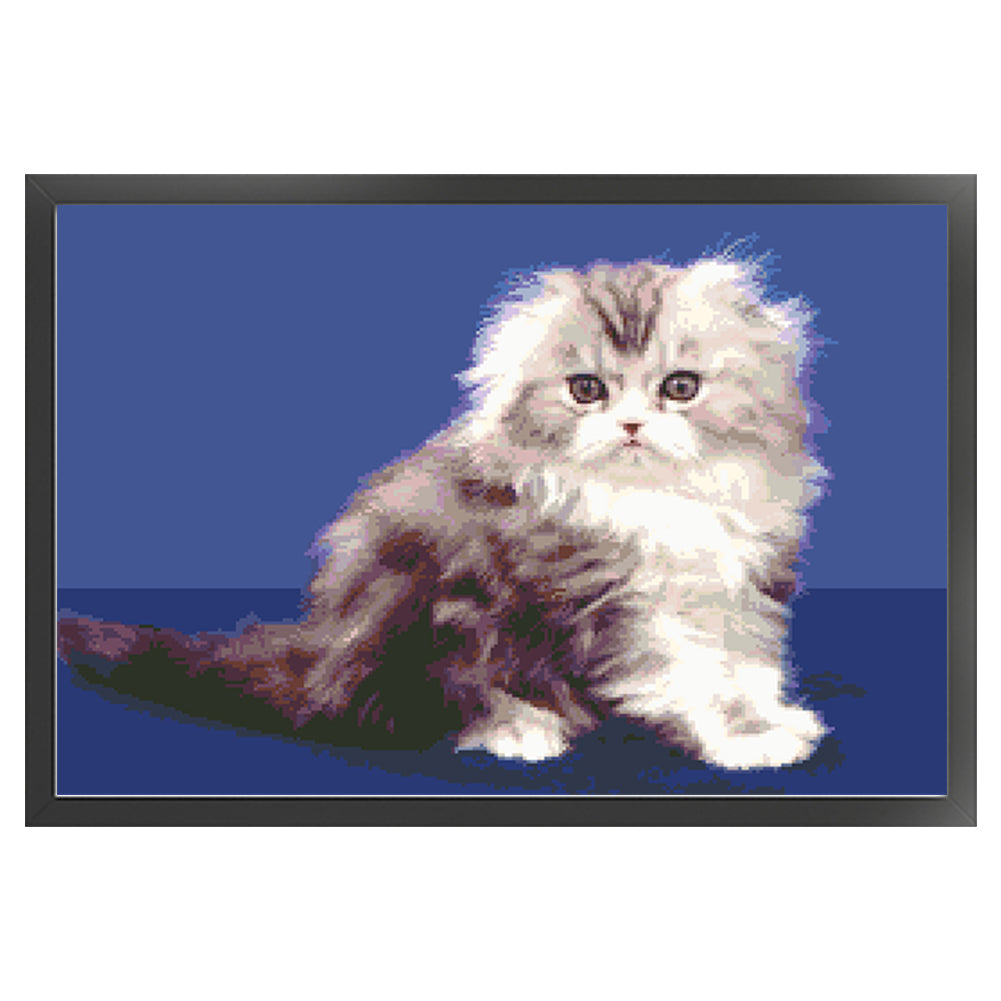 Persian Cat - Full  9CT Stamped Cross Stitch - Bead Embroidery 70x50CM/27.56x19.69in