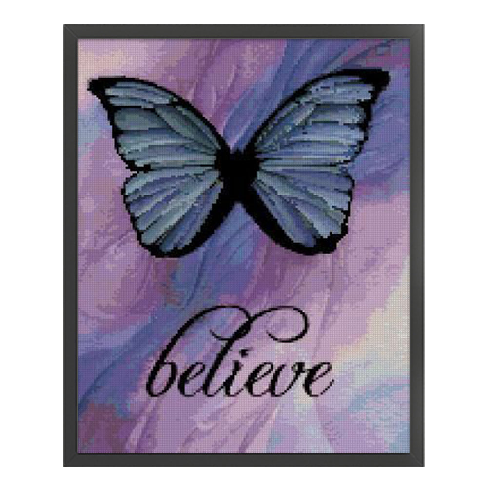 Butterfly - Full  9CT Stamped Cross Stitch - Bead Embroidery 44x56CM/17.32x22.05in