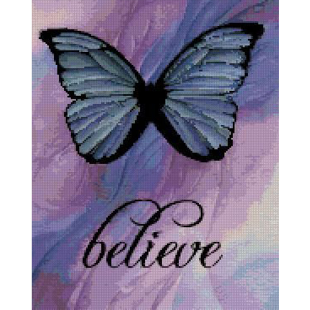 Butterfly - Full  9CT Stamped Cross Stitch - Bead Embroidery 44x56CM/17.32x22.05in