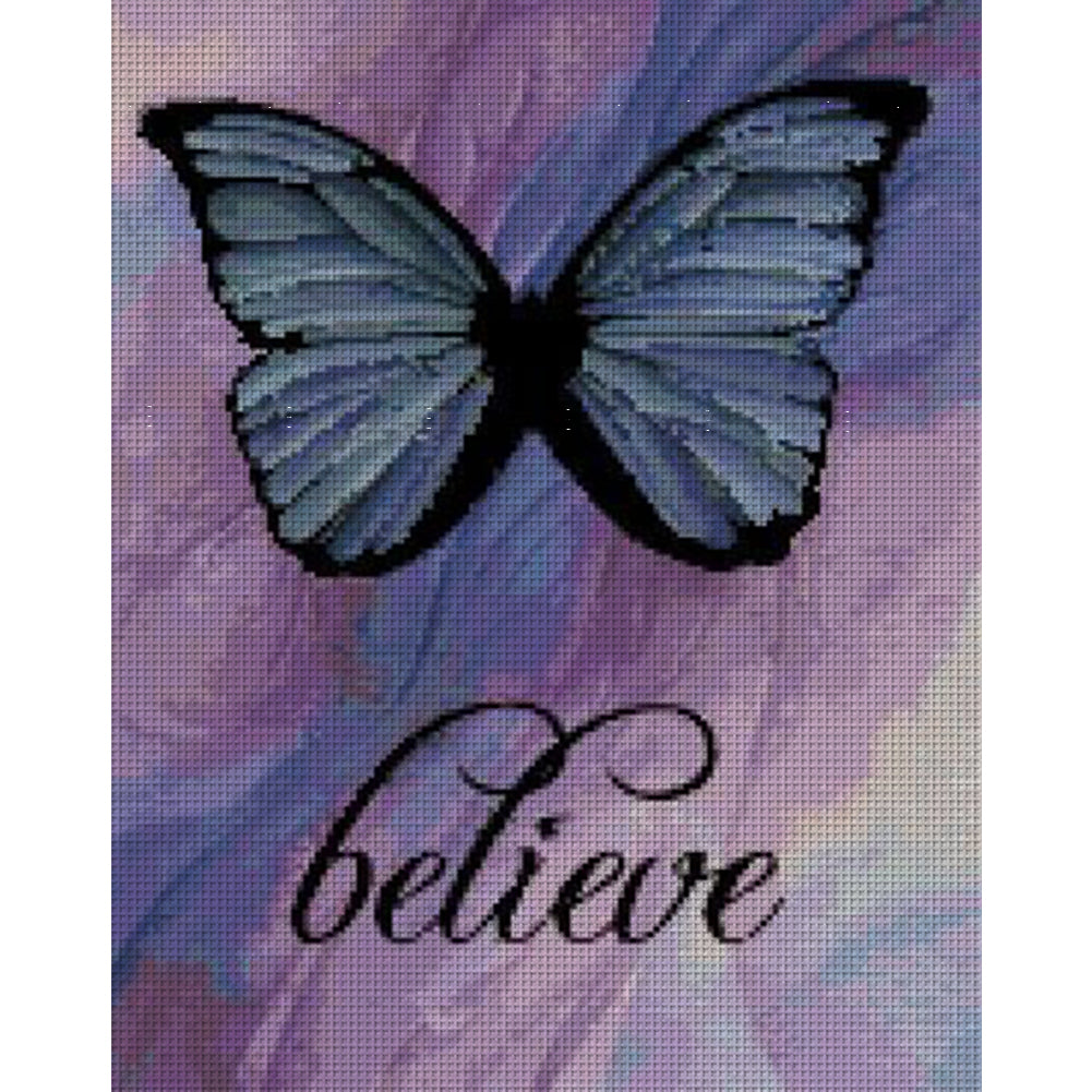 Butterfly - Full  9CT Stamped Cross Stitch - Bead Embroidery 44x56CM/17.32x22.05in