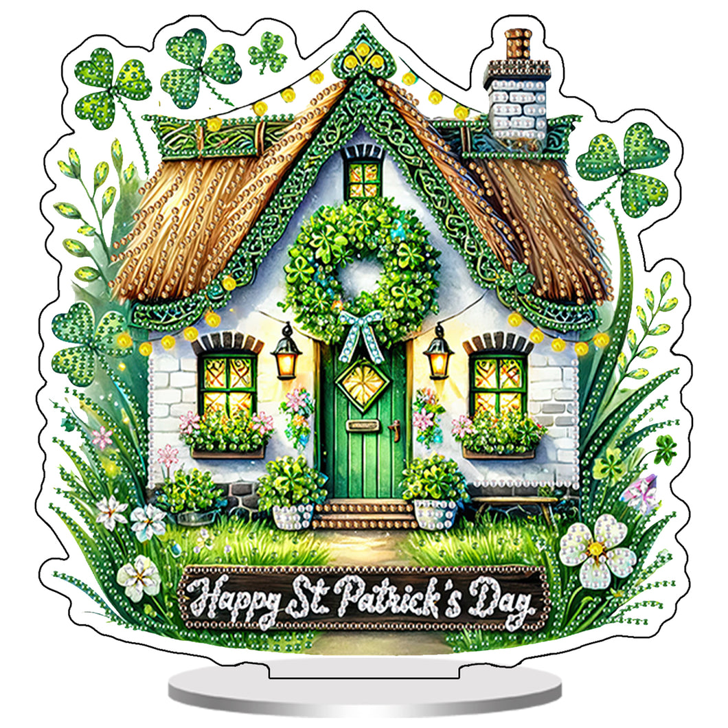 2D Flat St. Patricks Day Cottage DIY Diamond Painting Tabletop Ornaments Kit