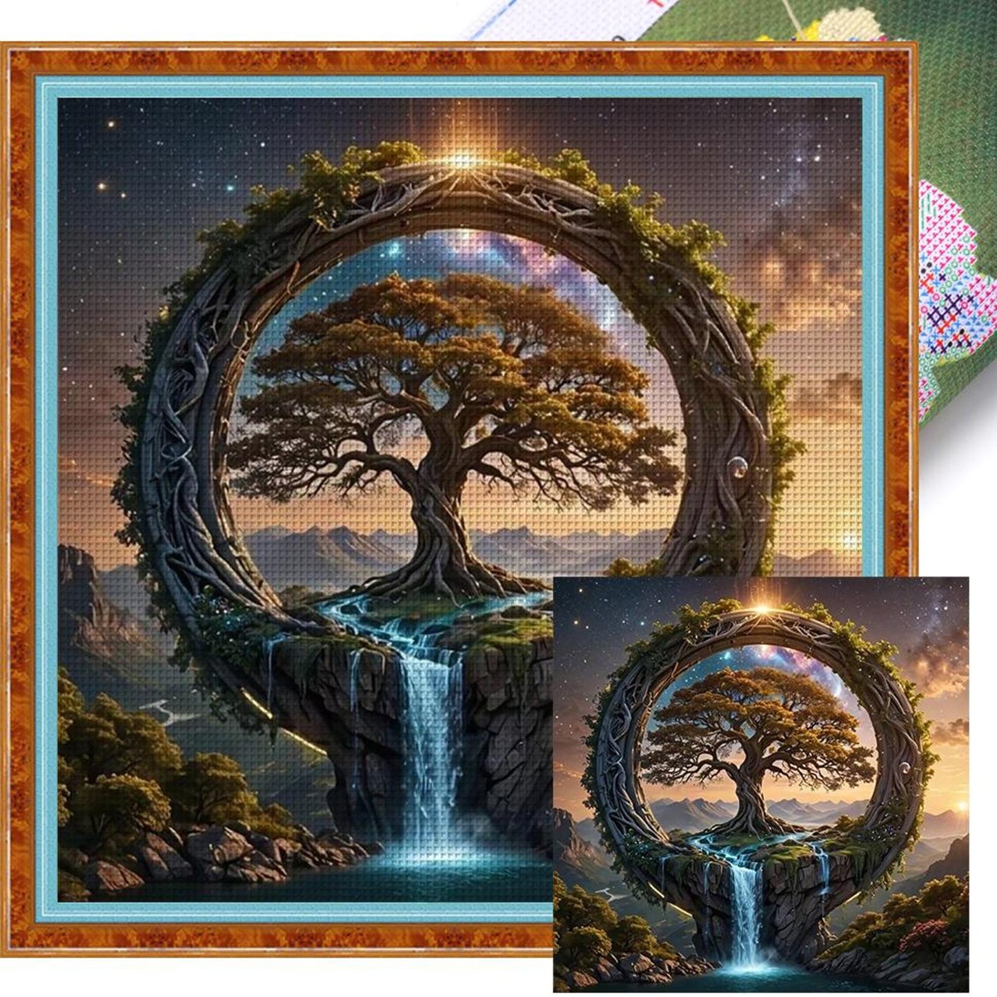 Tree Of Life - Full 14CT Stamped Cross Stitch 40x40CM - Huacan