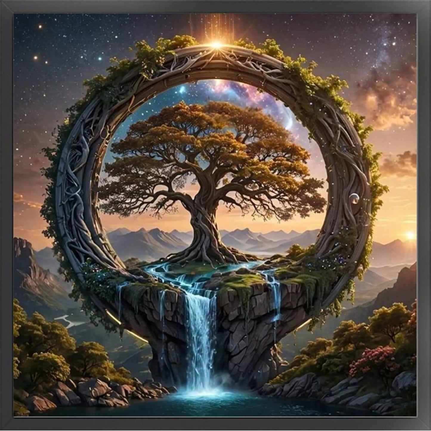 Tree Of Life - Full 14CT Stamped Cross Stitch 40x40CM - Huacan