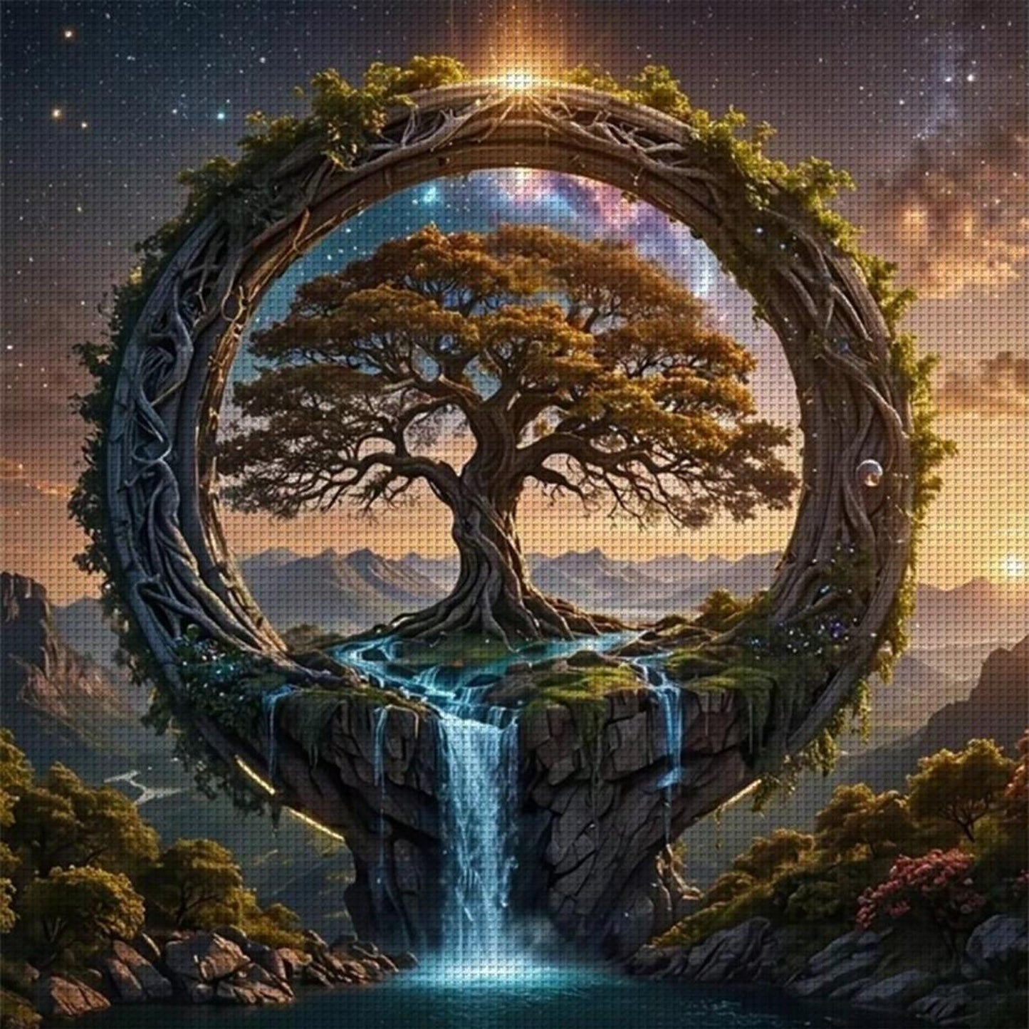 Tree Of Life - Full 14CT Stamped Cross Stitch 40x40CM - Huacan