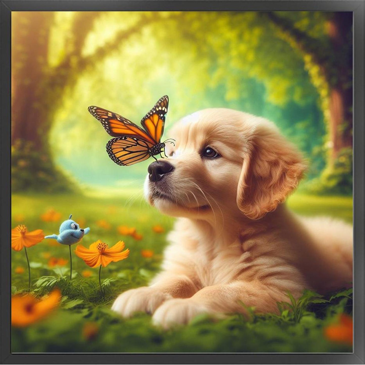 Golden Retriever - Full 14CT Stamped Cross Stitch 40x40CM - Huacan