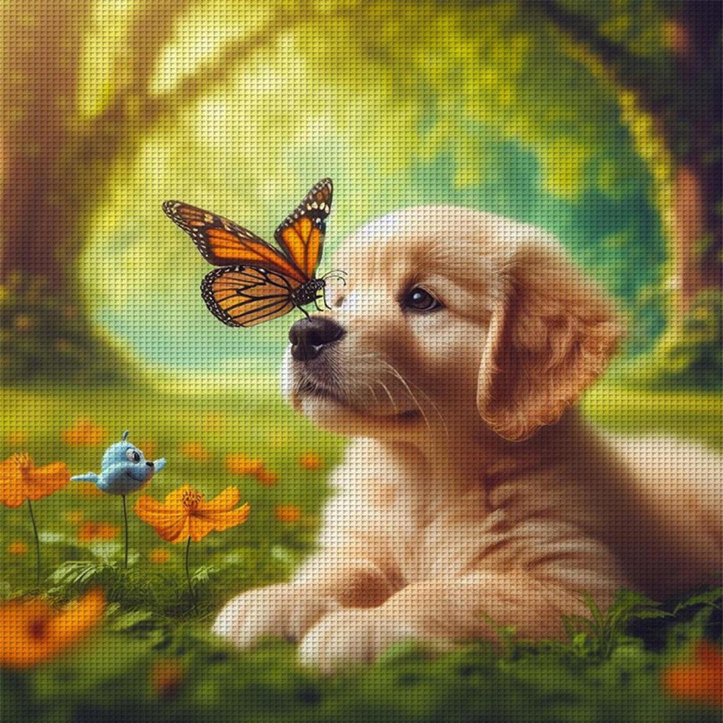 Golden Retriever - Full 14CT Stamped Cross Stitch 40x40CM - Huacan