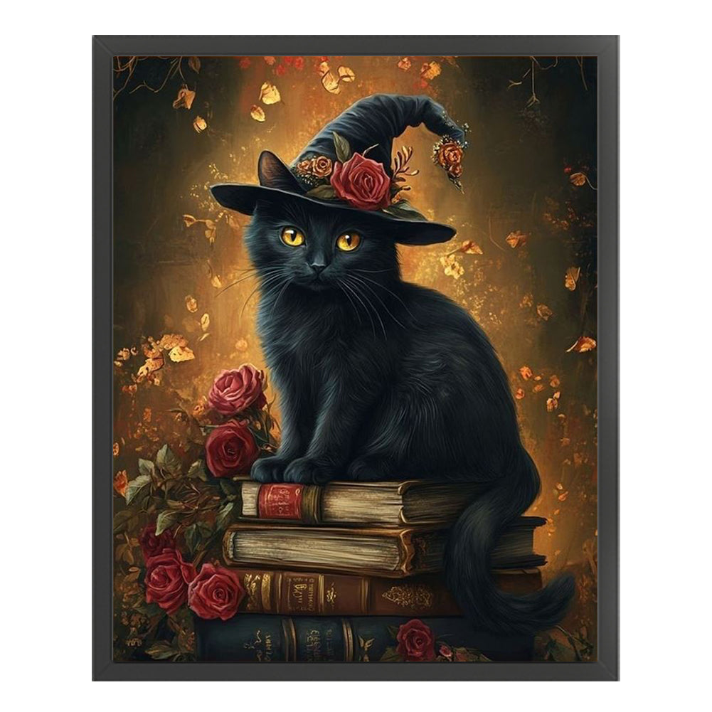 Cat On Book - Full 14CT Stamped Cross Stitch 40x50CM - Huacan