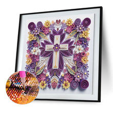 Load image into Gallery viewer, Purple And White Cross 30*30CM(Canvas) Partial Special Shaped Drill Diamond Painting
