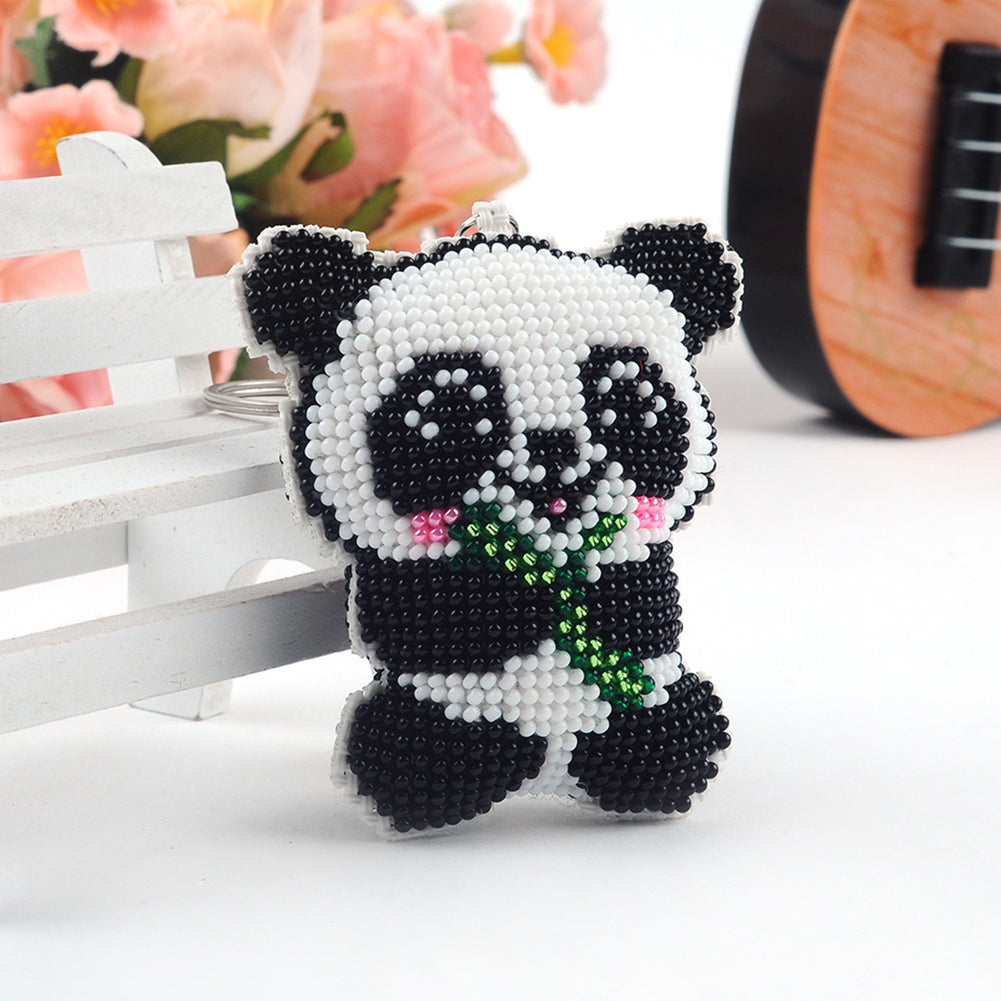 Bamboo Panda Beaded Counted Cross Stitch Ornament Kit Cross Stitch Bead Pendants