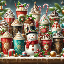 Load image into Gallery viewer, Christmas Atmosphere Coffee Snowman 40*40CM(Canvas) Full Round Drill Diamond Painting
