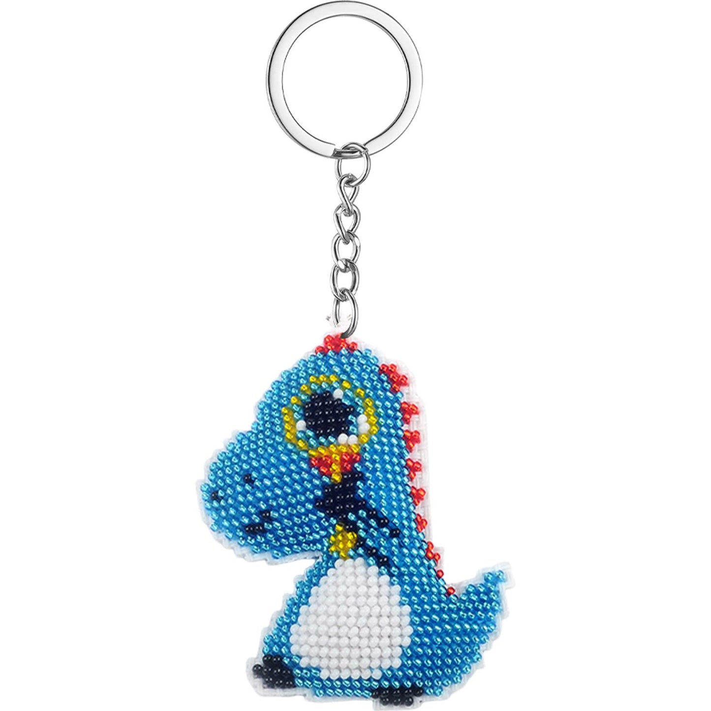 Dinosaur Beaded Counted Cross Stitch Ornament Kit Cross Stitch Bead Keychain (5.5x7CM)
