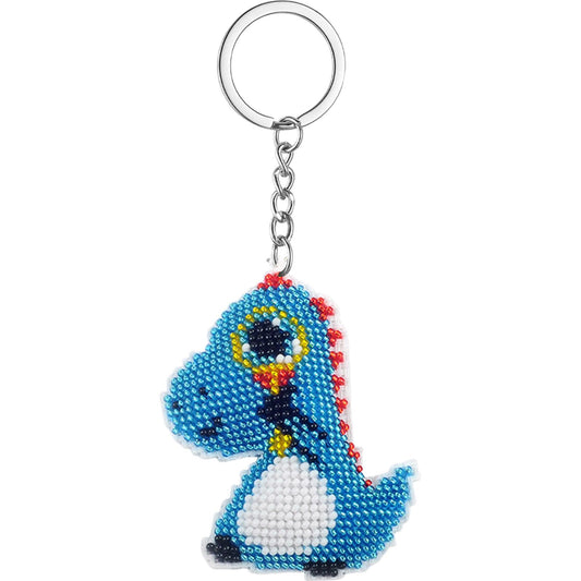Dinosaur Beaded Counted Cross Stitch Ornament Kit Cross Stitch Bead Keychain (5.5x7CM)