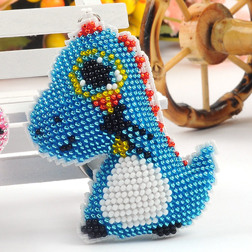 Dinosaur Beaded Counted Cross Stitch Ornament Kit Cross Stitch Bead Keychain (5.5x7CM)