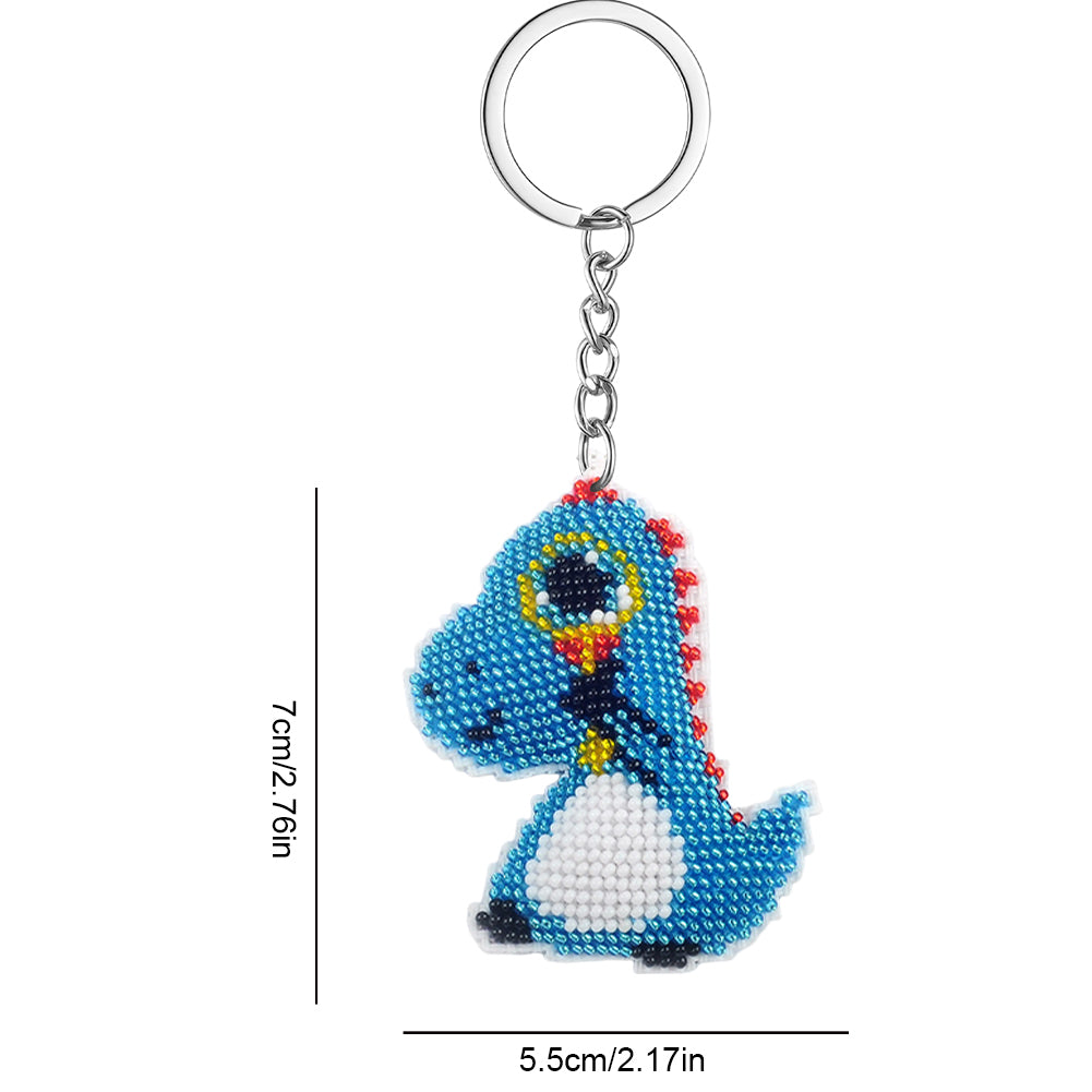 Dinosaur Beaded Counted Cross Stitch Ornament Kit Cross Stitch Bead Keychain (5.5x7CM)