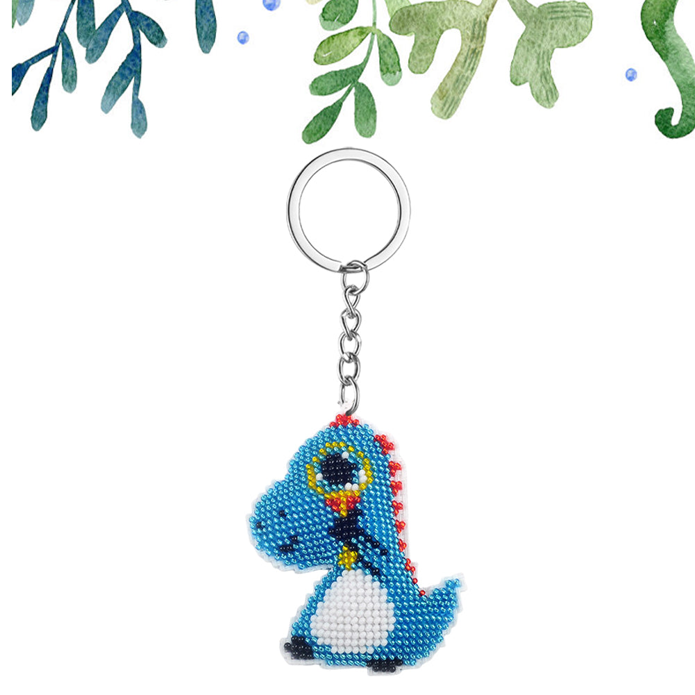 Dinosaur Beaded Counted Cross Stitch Ornament Kit Cross Stitch Bead Keychain (5.5x7CM)