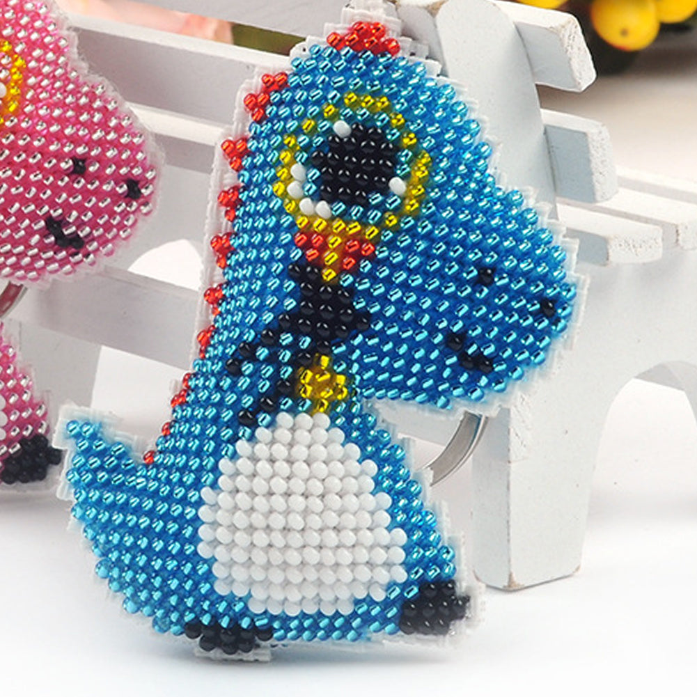 Dinosaur Beaded Counted Cross Stitch Ornament Kit Cross Stitch Bead Keychain (5.5x7CM)