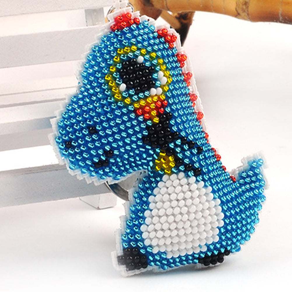 Dinosaur Beaded Counted Cross Stitch Ornament Kit Cross Stitch Bead Keychain (5.5x7CM)