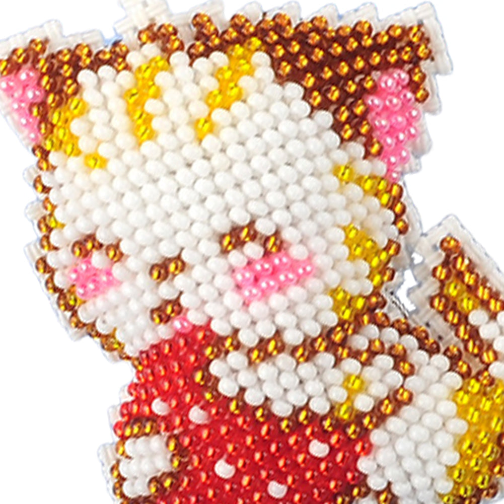 Cat Beaded Counted Cross Stitch Ornament Kit Cross Stitch Bead Keychain (5x6CM)