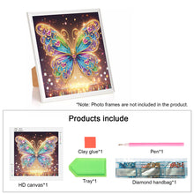 Load image into Gallery viewer, Butterfly On Black Background 30*30CM(Canvas) Partial Special Shaped Drill Diamond Painting
