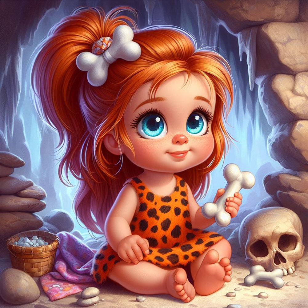 Orange-Haired Girl With Skeleton 30*30CM(Canvas) Full Round Drill Diamond Painting