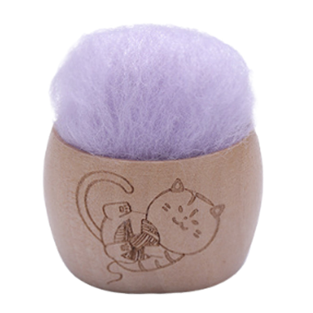 Wool Pin Cushion with Wooden Bowl Needle Cushion for DIY Art Craft(Light Purple)