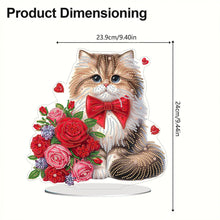 Load image into Gallery viewer, 2D Flat Print Cat Rose DIY Desktop Diamond Art Kits Bedroom Table Decoration
