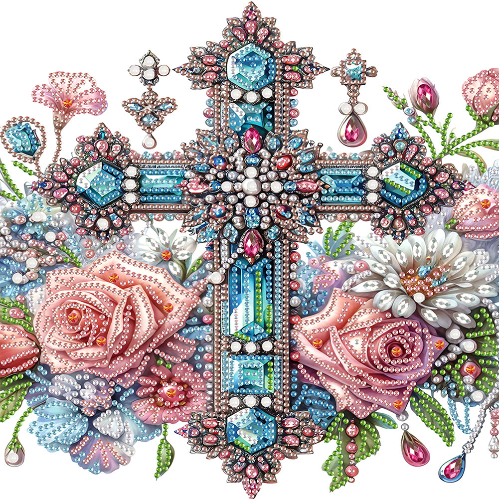 Cross 30*30CM(Canvas) Partial Special Shaped Drill Diamond Painting