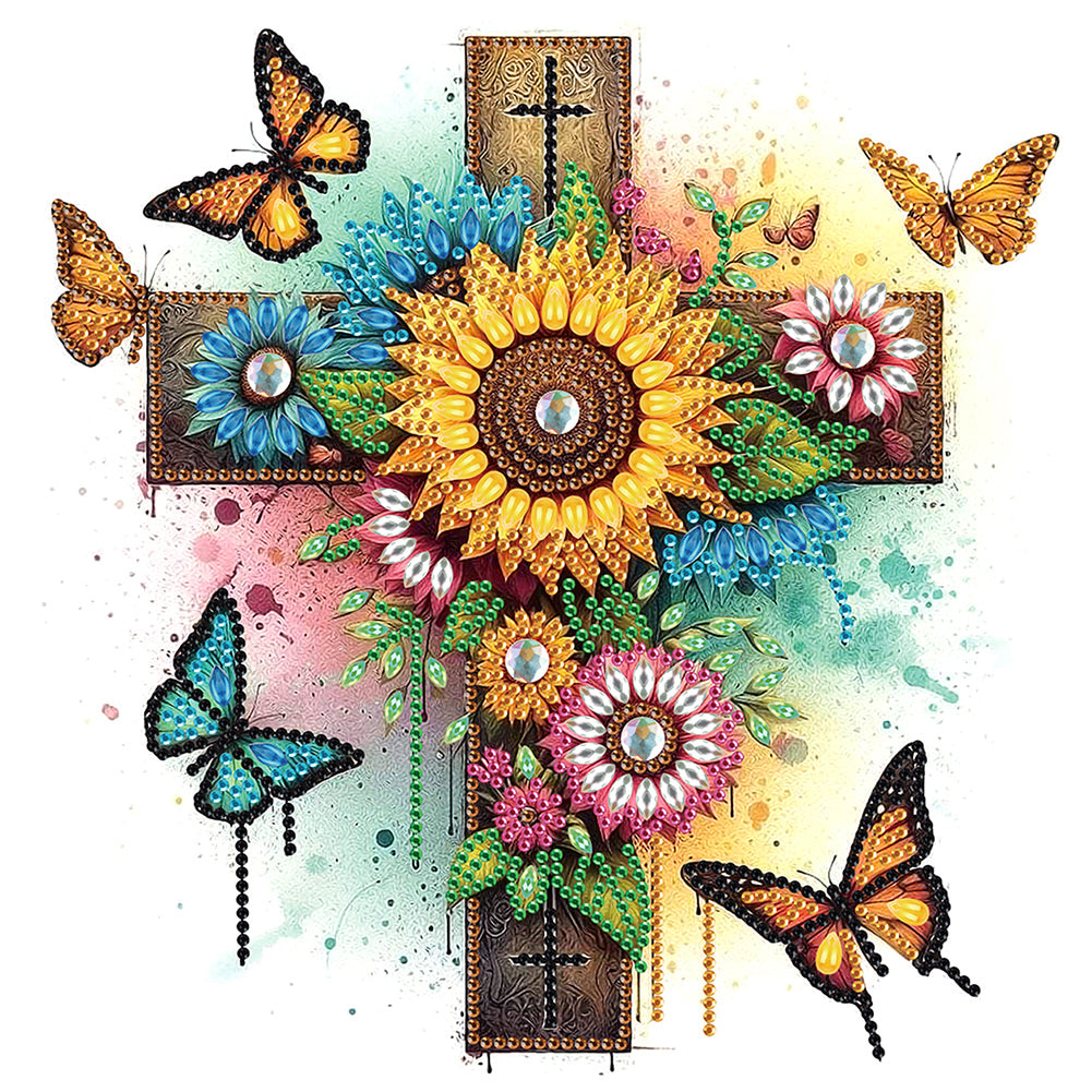 Cross 30*30CM(Canvas) Partial Special Shaped Drill Diamond Painting