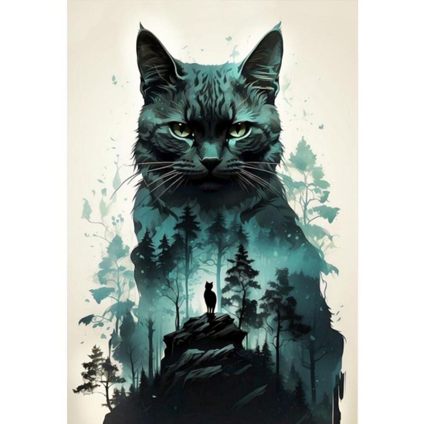Forest Cat - Full 11CT Stamped Cross Stitch 40x60CM - Yishu