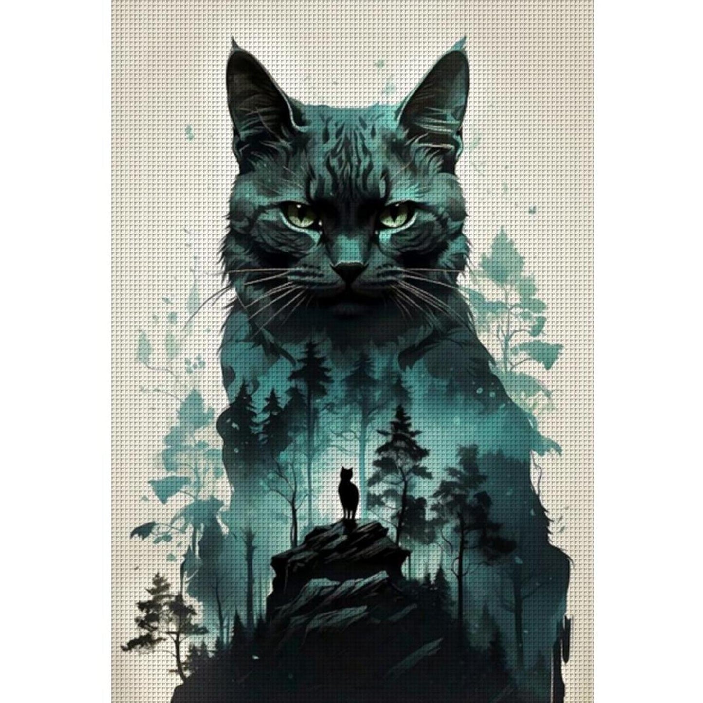 Forest Cat - Full 11CT Stamped Cross Stitch 40x60CM - Yishu