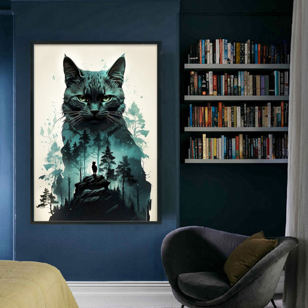 Forest Cat - Full 11CT Stamped Cross Stitch 40x60CM - Yishu