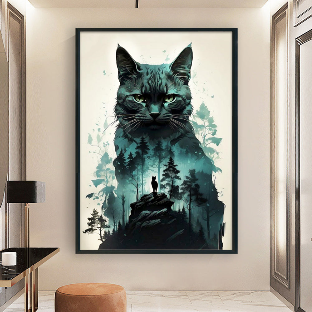 Forest Cat - Full 11CT Stamped Cross Stitch 40x60CM - Yishu