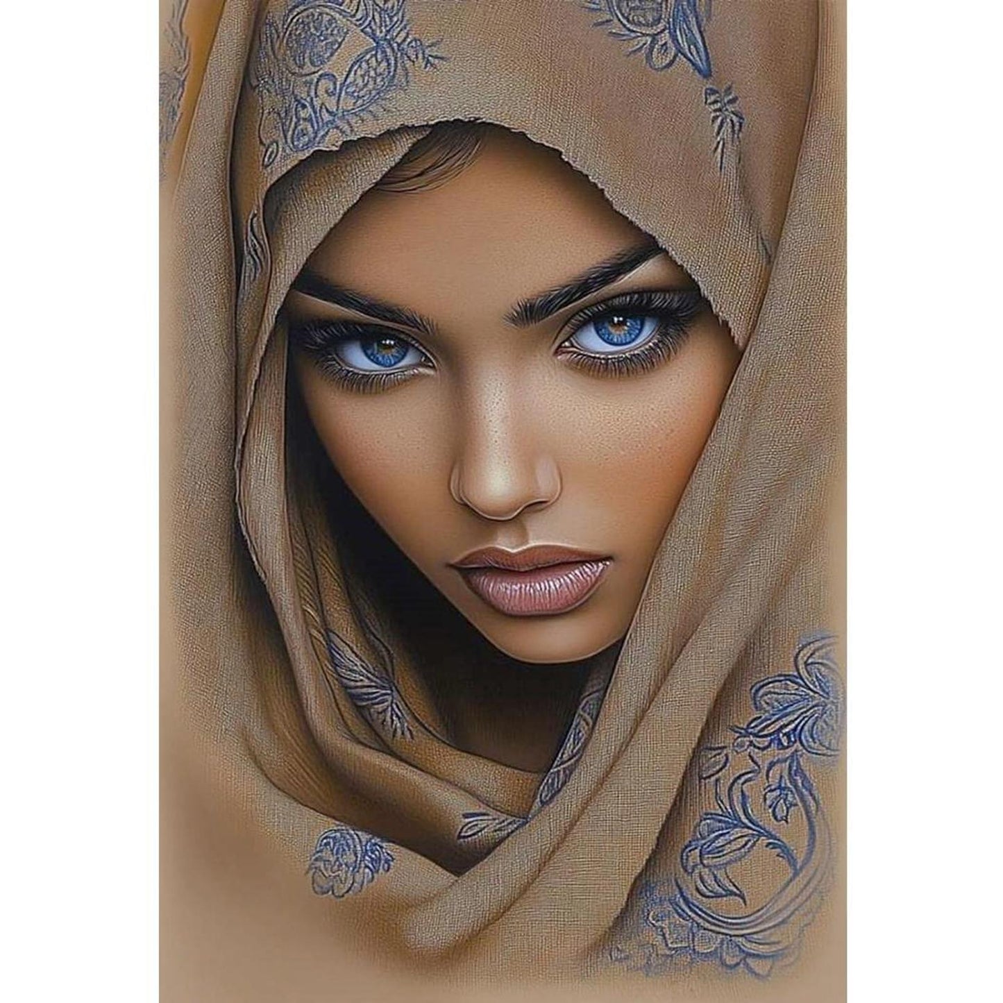 Girl With Headscarf - Full 11CT Stamped Cross Stitch 40x60CM - Yishu