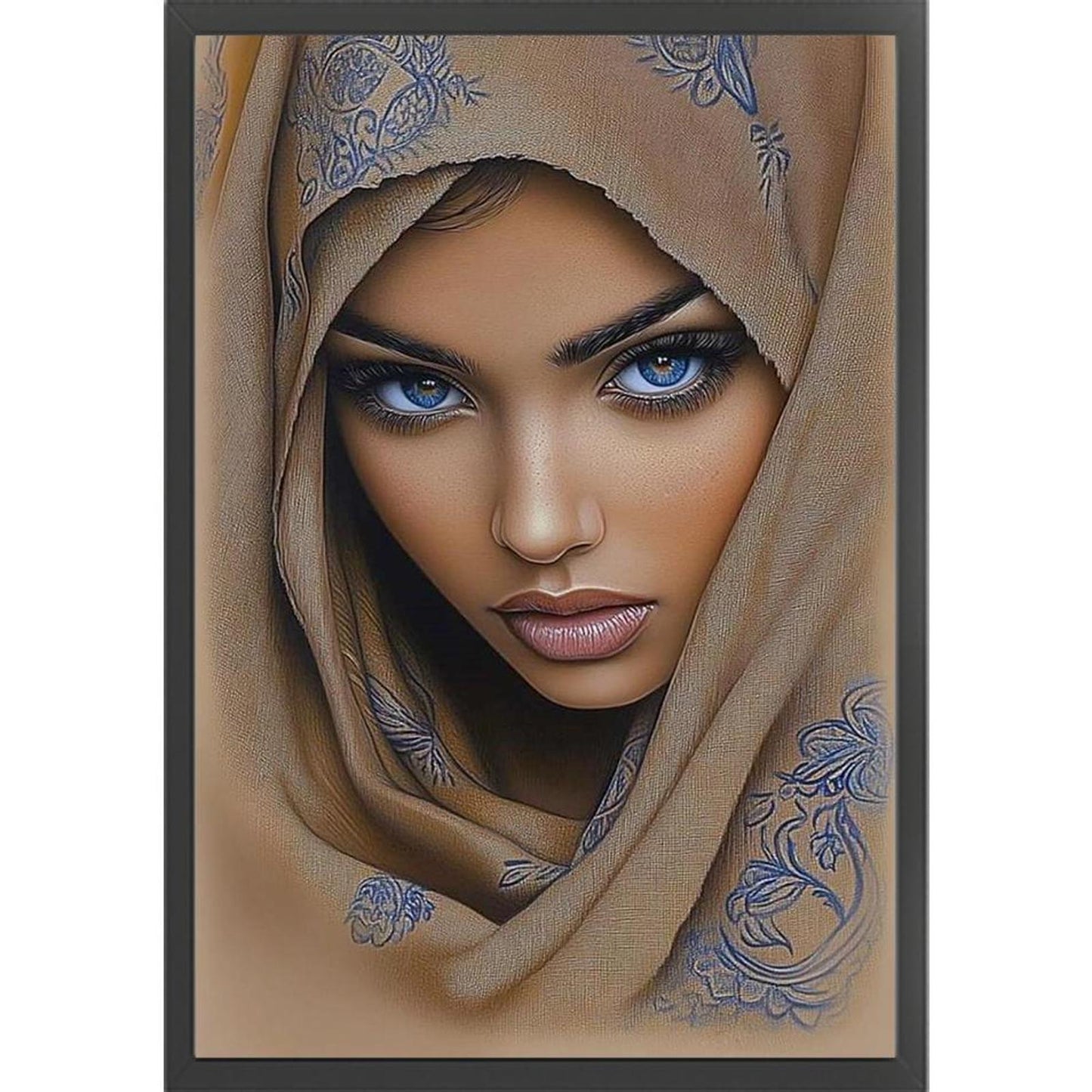 Girl With Headscarf - Full 11CT Stamped Cross Stitch 40x60CM - Yishu