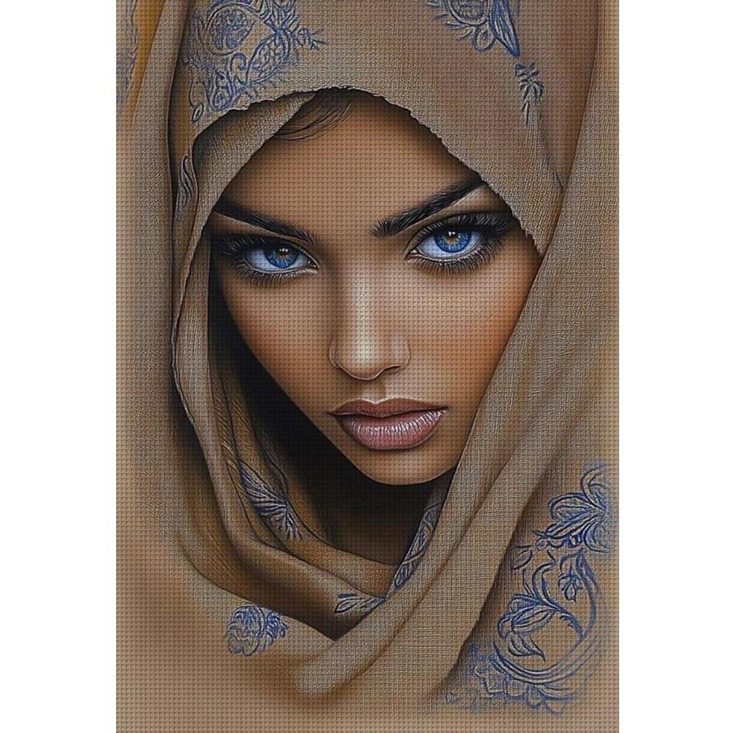 Girl With Headscarf - Full 11CT Stamped Cross Stitch 40x60CM - Yishu