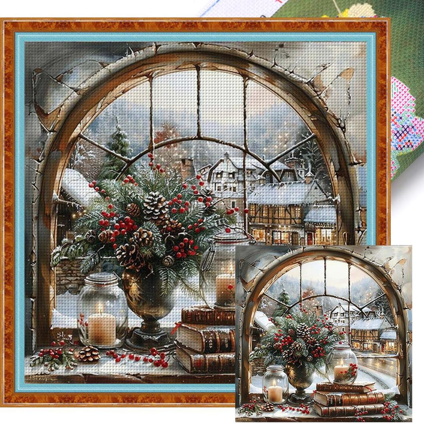 Scenery Outside Window - Full 11CT Stamped Cross Stitch 50x50CM - Huacan