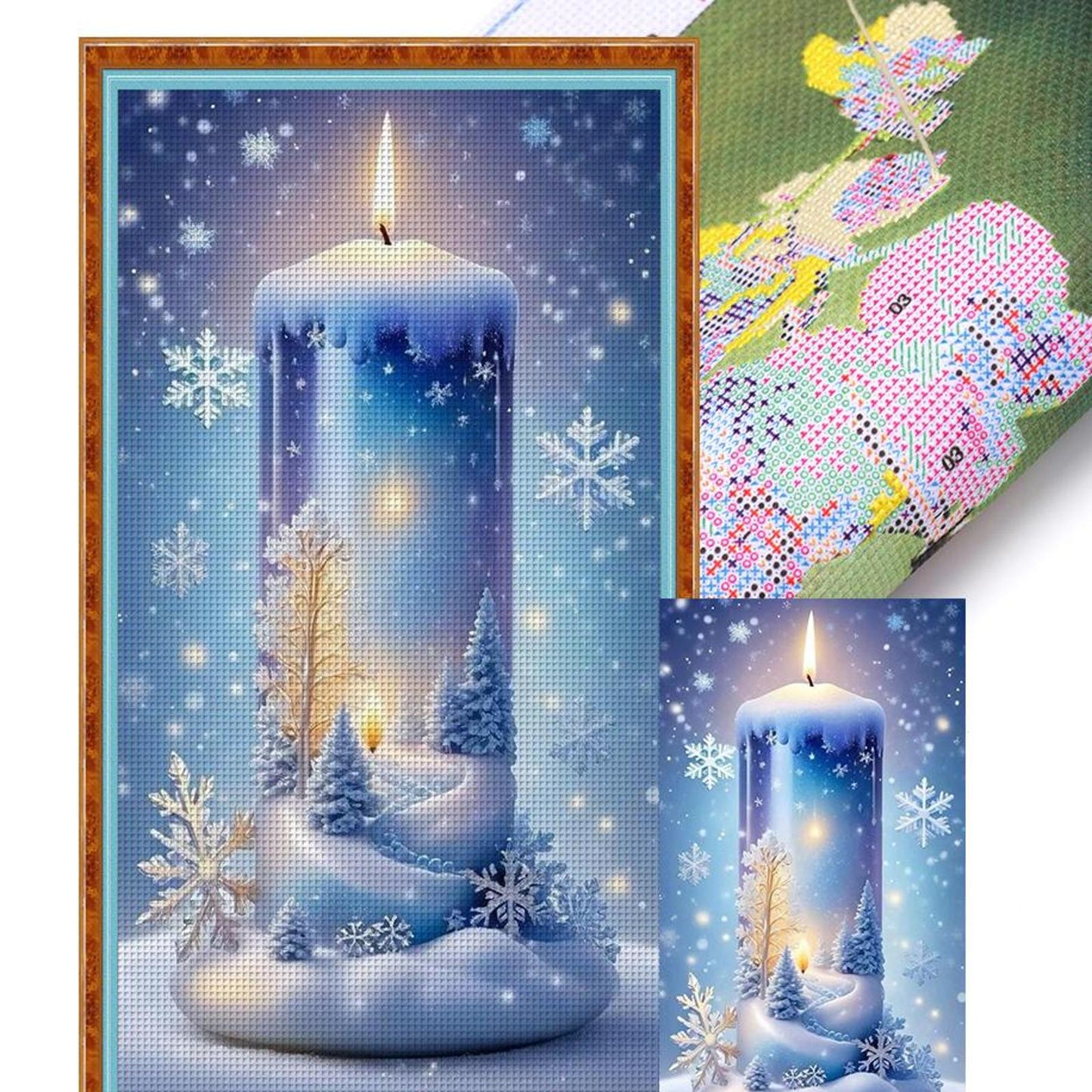 Scenery In Candle - Full 14CT Stamped Cross Stitch 40x70CM - Huacan