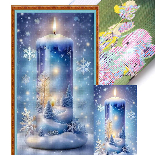 Scenery In Candle - Full 14CT Stamped Cross Stitch 40x70CM - Huacan