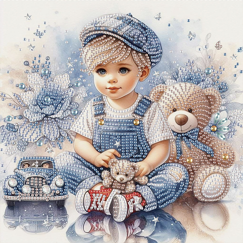 Cute Child 30*30CM(Canvas) Partial Special Shaped Drill Diamond Painting