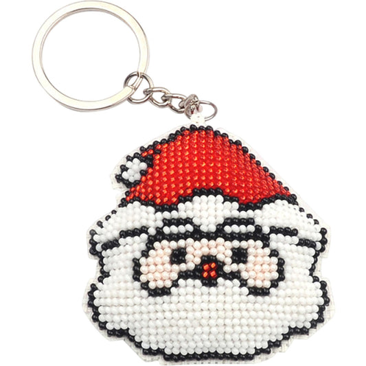 Santa Claus Beaded Counted Cross Stitch Ornament Kit DIY Cross Stitch Keyring