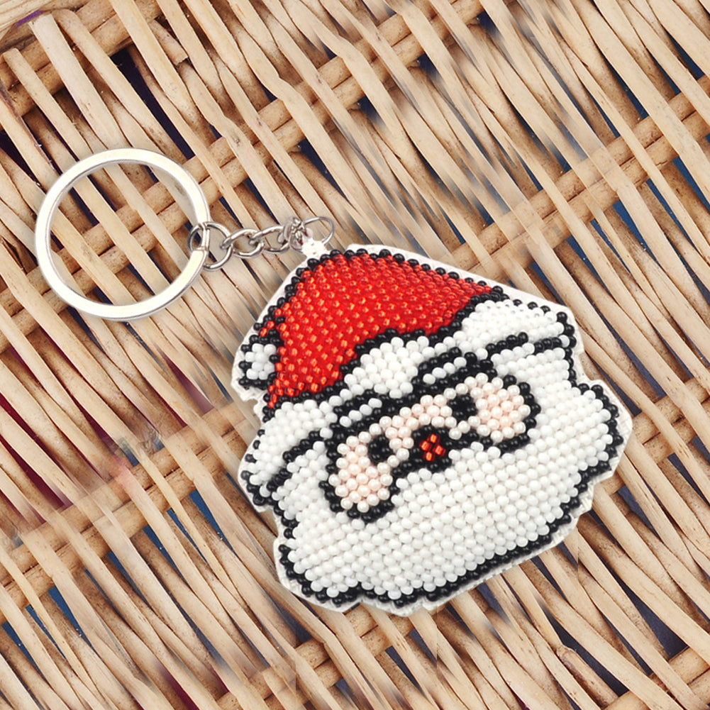 Santa Claus Beaded Counted Cross Stitch Ornament Kit DIY Cross Stitch Keyring