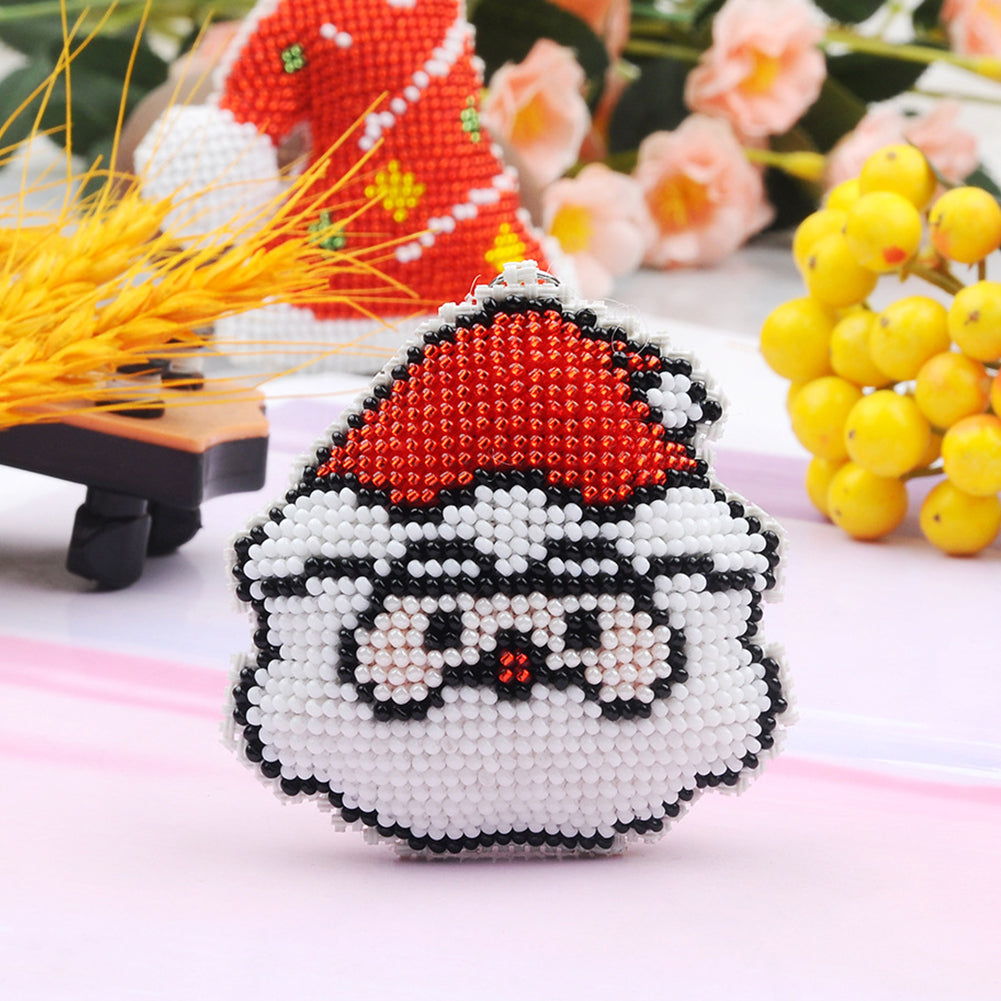 Santa Claus Beaded Counted Cross Stitch Ornament Kit DIY Cross Stitch Keyring