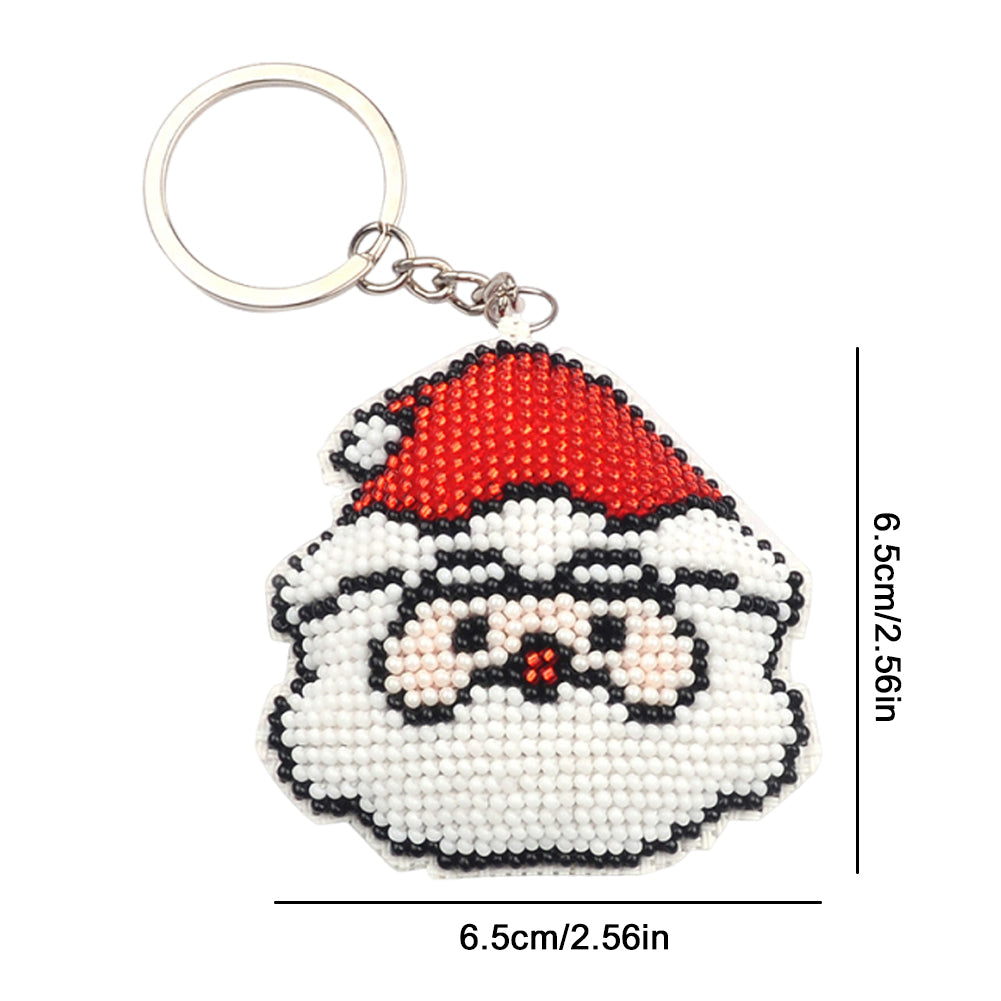 Santa Claus Beaded Counted Cross Stitch Ornament Kit DIY Cross Stitch Keyring