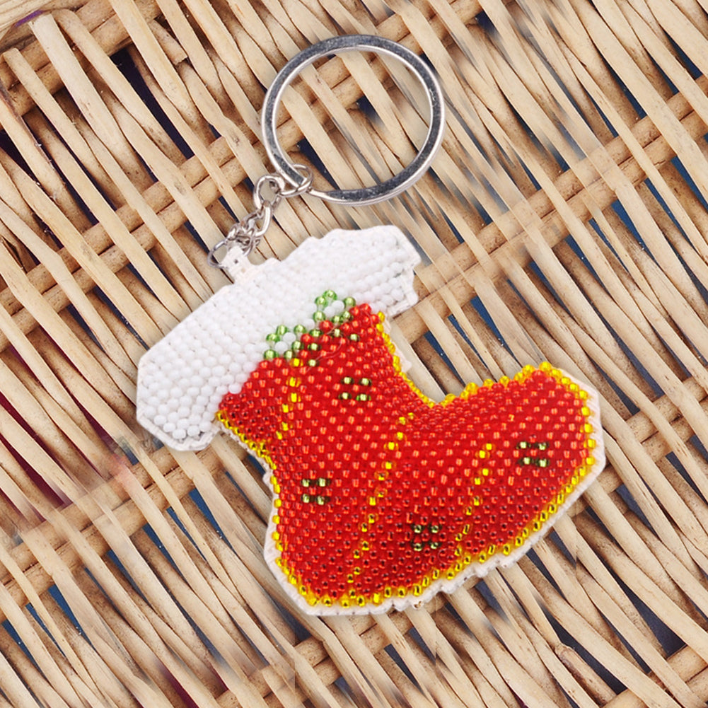 Xmas Stockings Beaded Counted Cross Stitch Ornament Kit DIY Cross Stitch Keyring
