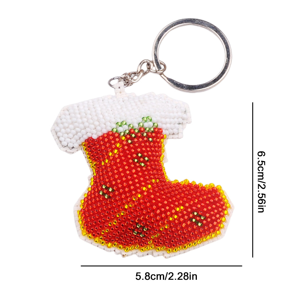 Xmas Stockings Beaded Counted Cross Stitch Ornament Kit DIY Cross Stitch Keyring