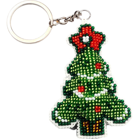 Christmas Tree Beaded Counted Cross Stitch Ornament Kit DIY Cross Stitch Keyring