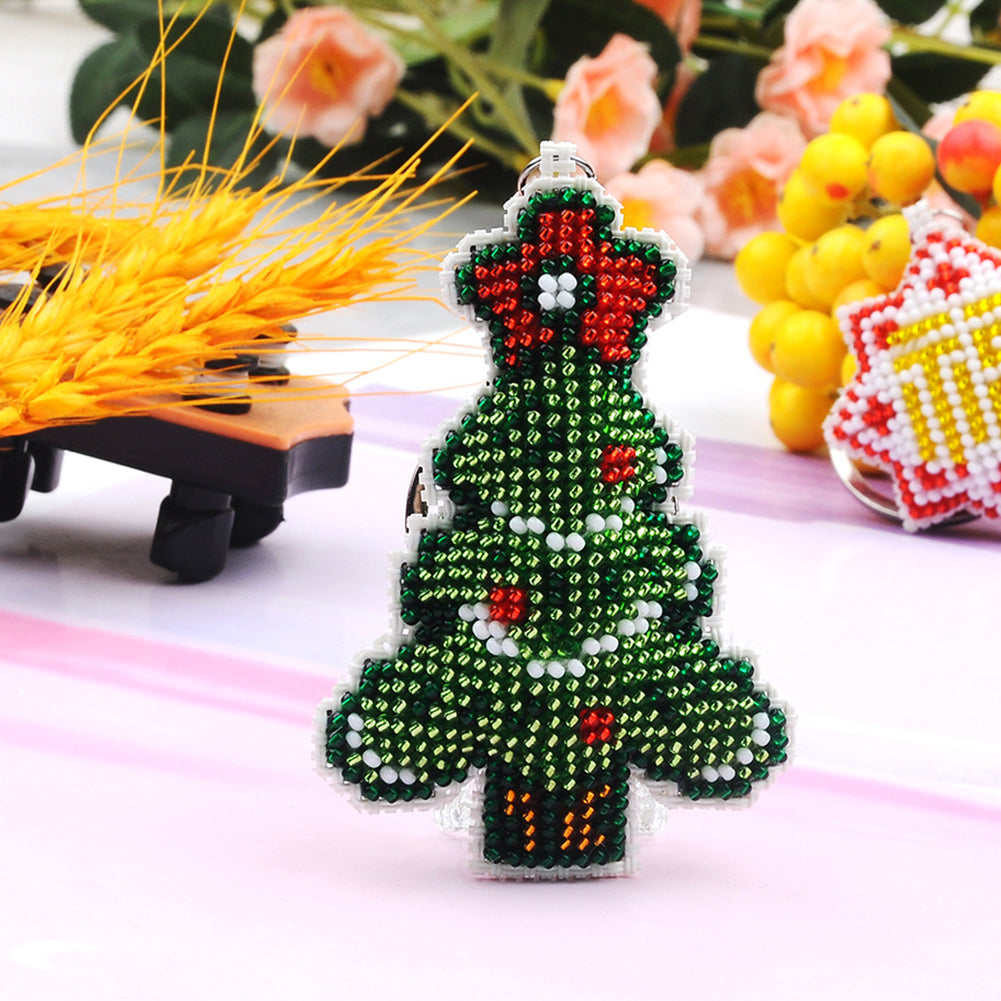 Christmas Tree Beaded Counted Cross Stitch Ornament Kit DIY Cross Stitch Keyring