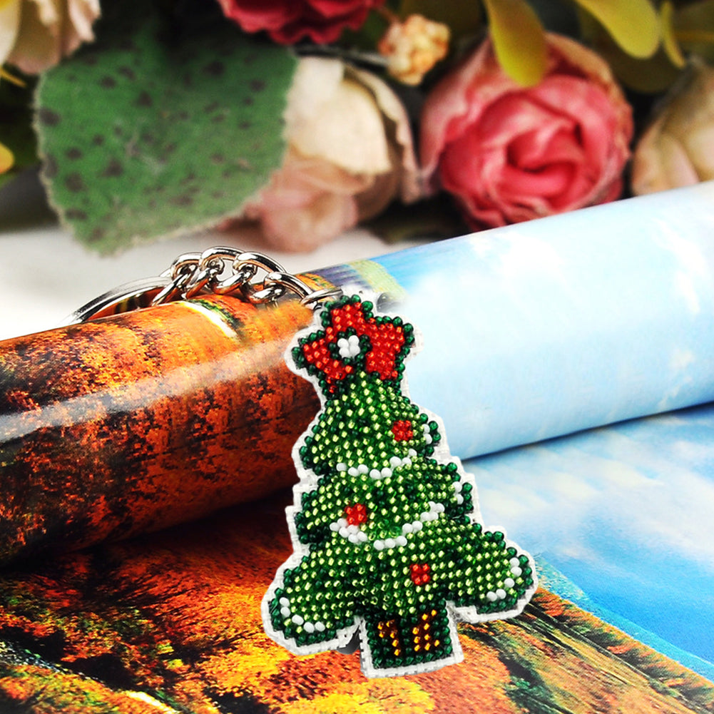 Christmas Tree Beaded Counted Cross Stitch Ornament Kit DIY Cross Stitch Keyring