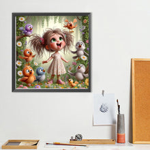 Load image into Gallery viewer, Singing Birds And Girl In The Forest 40*40CM(Canvas) Full Round Drill Diamond Painting
