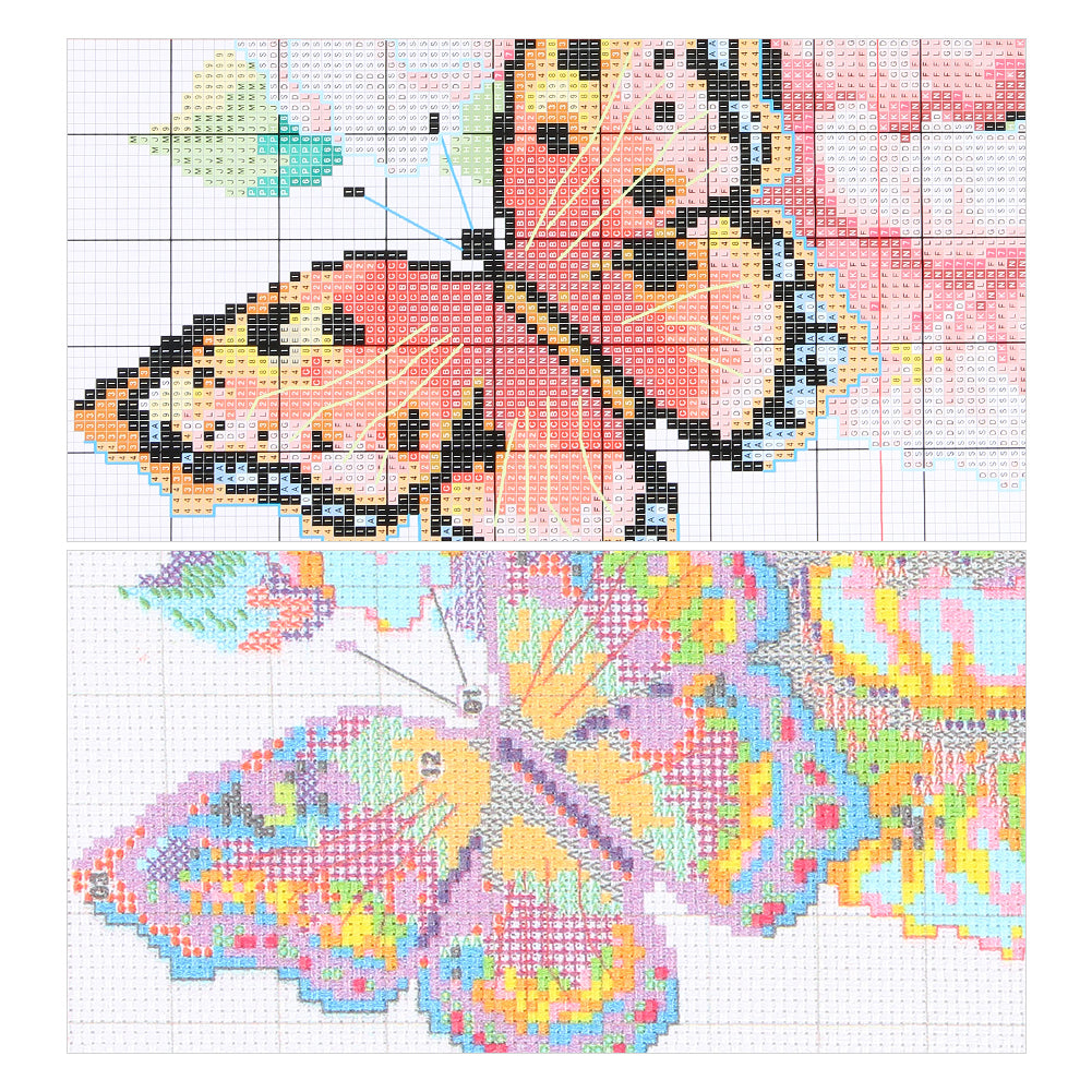 White Cat Watching Fish - Full 11CT Stamped Cross Stitch 40x53CM - Yishu